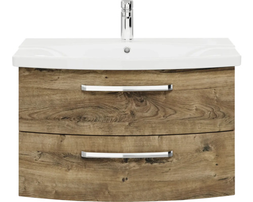 Waschtischunterschrank mit zwei Schubladen, Keramikwaschbecken und Armatur