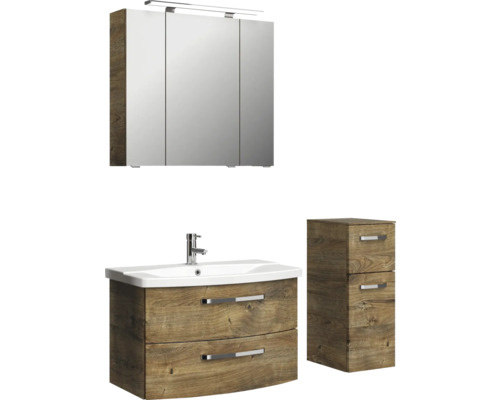 Badezimmermöbel-Set mit Spiegelschrank, Waschbeckenunterschrank und Seitenschrank