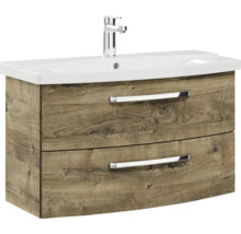 Meuble sous-lavabo avec deux tiroirs, lavabo et robinet