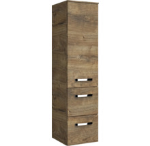 Armoire haute décor bois avec trois tiroirs pour la salle de bain