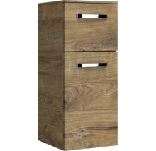 Meuble sous-lavabo suspendu avec deux tiroirs imitation bois.