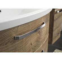 Meuble sous-lavabo avec décor bois et poignée