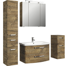 Ensemble de meubles de salle de bain avec armoire de toilette, meuble-lavabo, lavabo et armoire haute
