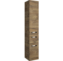 Armoire haute avec trois tiroirs et décor bois