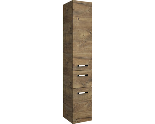 Armoire haute avec trois tiroirs et décor bois