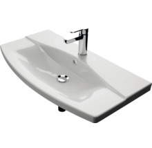 Waschtisch aus Sanitärkeramik mit Armatur