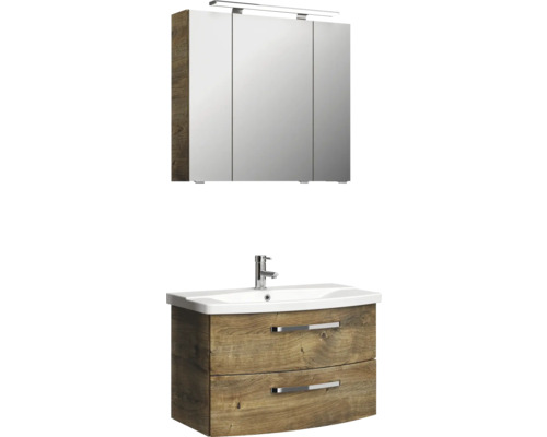 Ensemble de salle de bains avec meuble sous-lavabo et armoire de toilette