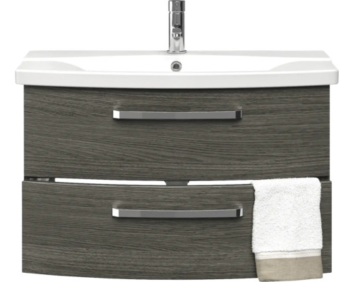 Meuble-lavabo avec meuble sous-vasque, deux tiroirs, robinet et serviette