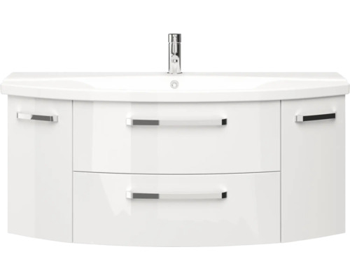 Weisser Waschtisch mit zwei Schubladen und Waschbecken
