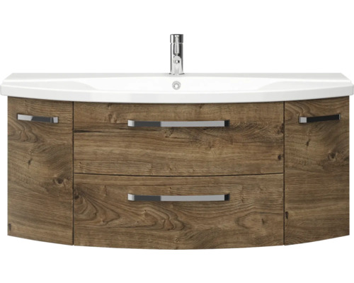 Waschtischunterschrank mit Waschbecken und zwei Schubladen im Holzdekor