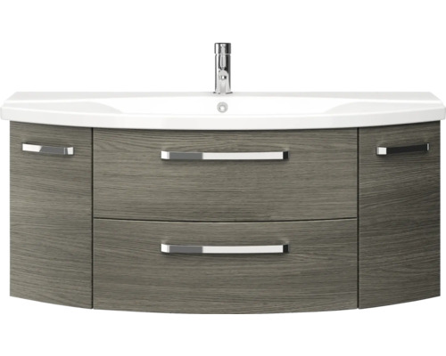 Meuble sous-lavabo avec deux tiroirs, lavabo et robinet