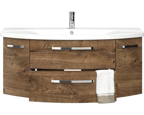 Waschtischunterschrank mit Waschbecken, Armatur und Handtuch