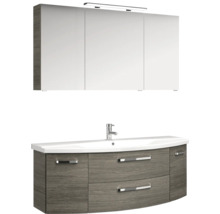 Badezimmer-Set mit Waschbeckenunterschrank, Waschtisch und Spiegelschrank mit Beleuchtung