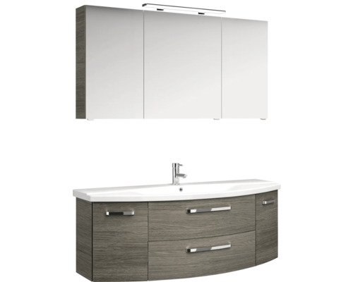 Ensemble de salle de bains avec meuble sous-lavabo, lavabo et armoire de toilette avec éclairage