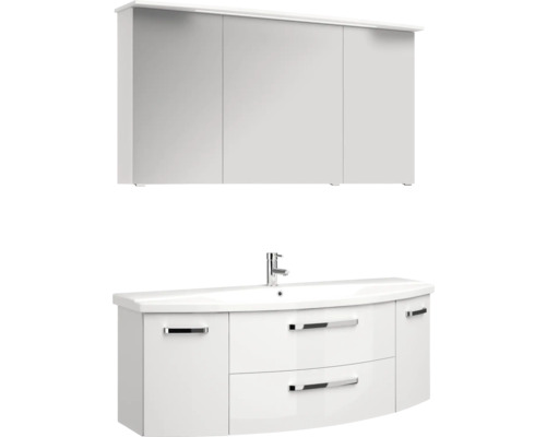 Meuble sous-vasque blanc avec armoire de toilette pour la salle de bains