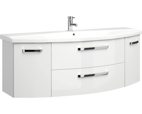 Meuble sous-vasque avec deux tiroirs, portes et lavabo à poser