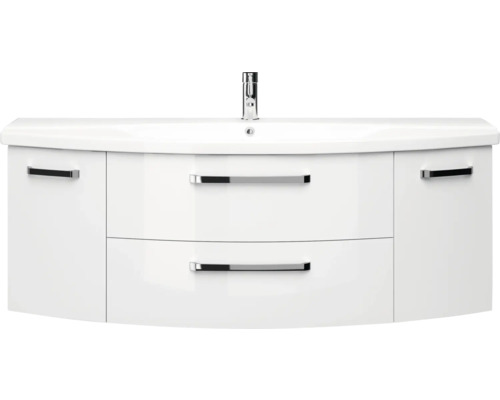 Meuble-lavabo blanc avec deux tiroirs et lavabo à poser