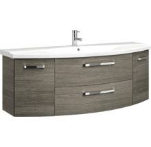 Waschtisch mit Unterschrank, Waschbecken, Armatur und Holzdekor