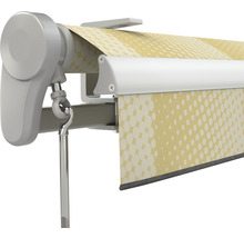 Detailansicht einer Markise mit Punktmuster