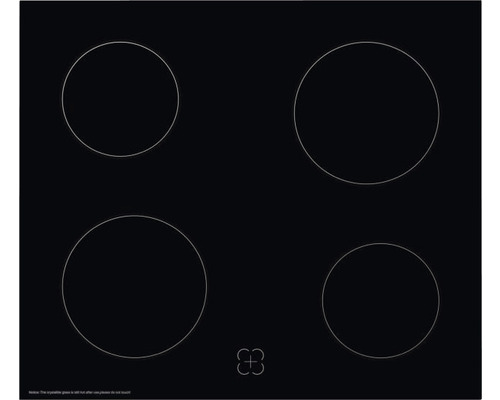 Plaque de cuisson vitrocéramique avec quatre zones de cuisson