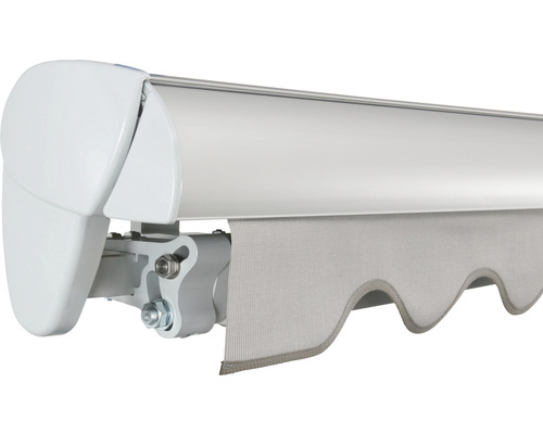 Detailansicht einer Markise mit Stoffbehang