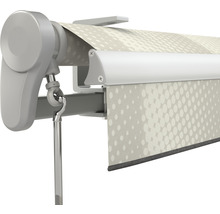 Vue détaillée d''un store banne avec motif à pois