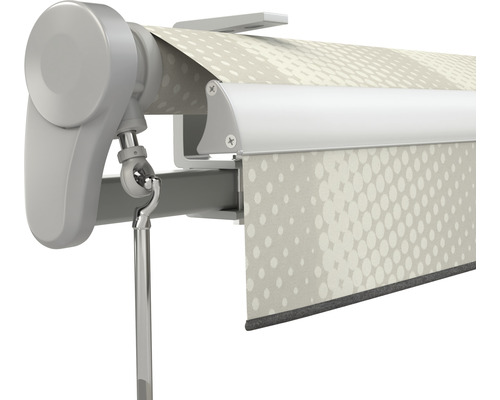 Vue détaillée d''un store banne avec motif à pois