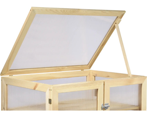 Châssis de couche en bois avec couvercle ouvert