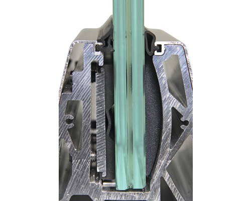 Querschnitt eines Fensterrahmens mit Doppelverglasung