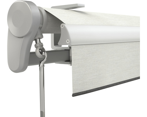 Vue détaillée d''un store avec tissu et mécanisme