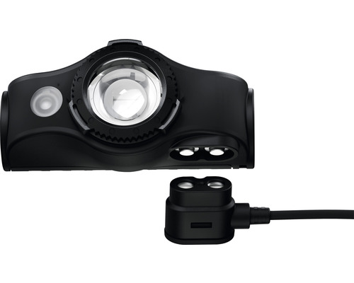 Lampe frontale noire avec port de charge