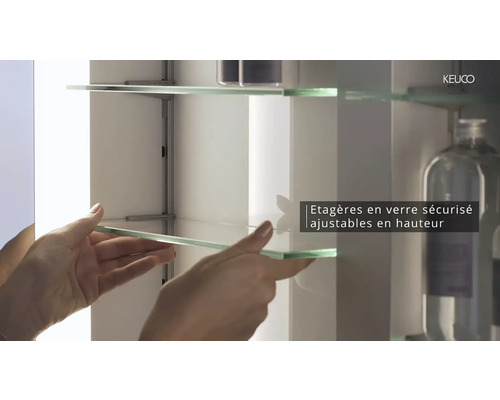 Étagères réglables en verre de sécurité