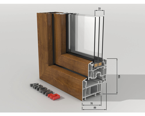 Fensterprofil mit Maßen für Bauprojekte