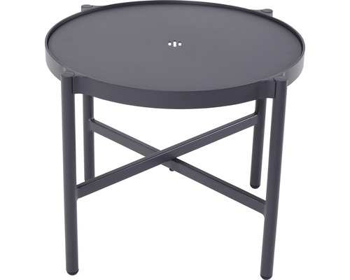 Runder Beistelltisch aus Metall mit kreuzförmigem Fußgestell