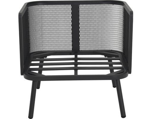 Metallrahmen eines Gartensessels mit Netzstruktur