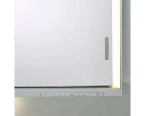 Vue détaillée d''une armoire de toilette avec poignée et panneau de commande