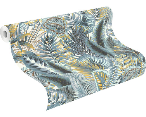 Rouleau de papier peint avec motif de feuilles tropicales