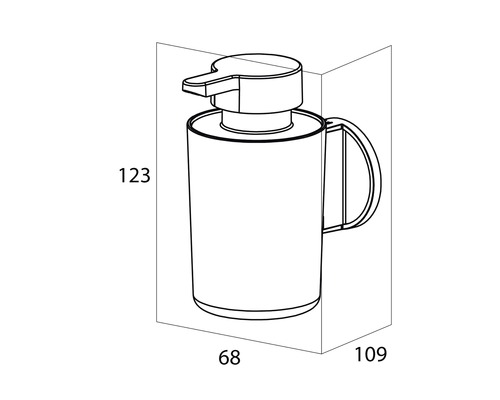 Dessin technique d''un distributeur de savon avec dimensions