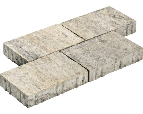 Quatre pavés gris en béton