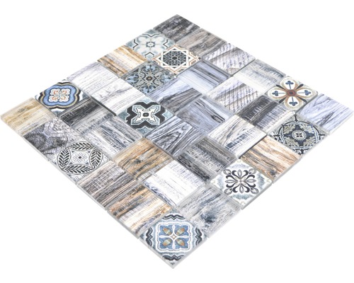 Quadratisches Mosaikfliesenmuster mit verschiedenen Designs und Texturen