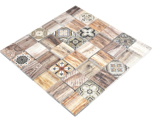 Mosaïque avec motif de bois et d''ornement