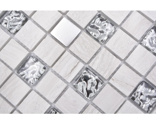 Carreaux de mosaïque avec éléments en verre et en pierre