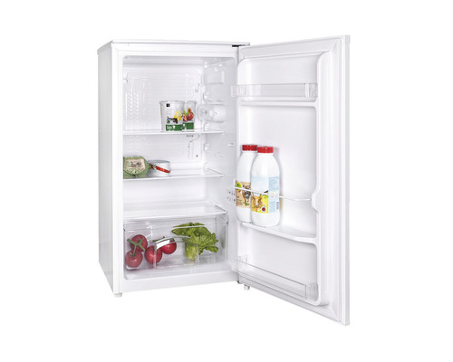 Geöffneter, weisser Kühlschrank mit Lebensmitteln