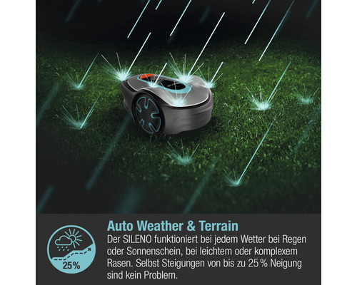 Gardena Sileno Mähroboter im Einsatz bei Regen
