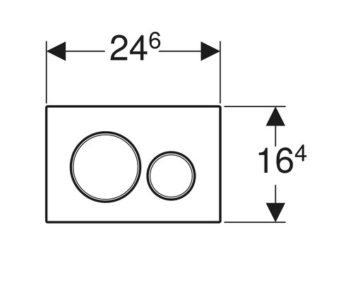 Abmessungen einer Betätigungsplatte: 24,6 cm breit und 16,4 cm hoch