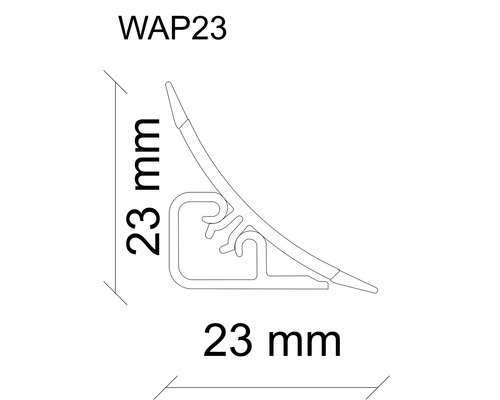 Dessin technique d''un profilé WAP23 avec cotes de 23 mm