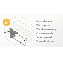 Abbildung einer Wandbefestigung mit Montageanleitung