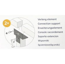Illustration einer Verbindungsstütze mit Schrauben und Bohrmaschine.