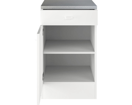 Meuble sous-lavabo avec tiroir, porte et deux étagères