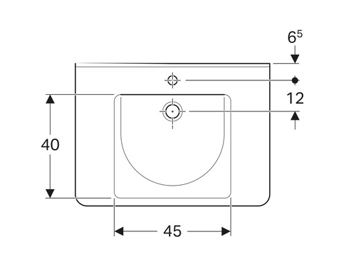 Dessin technique d''un lavabo avec dimensions.